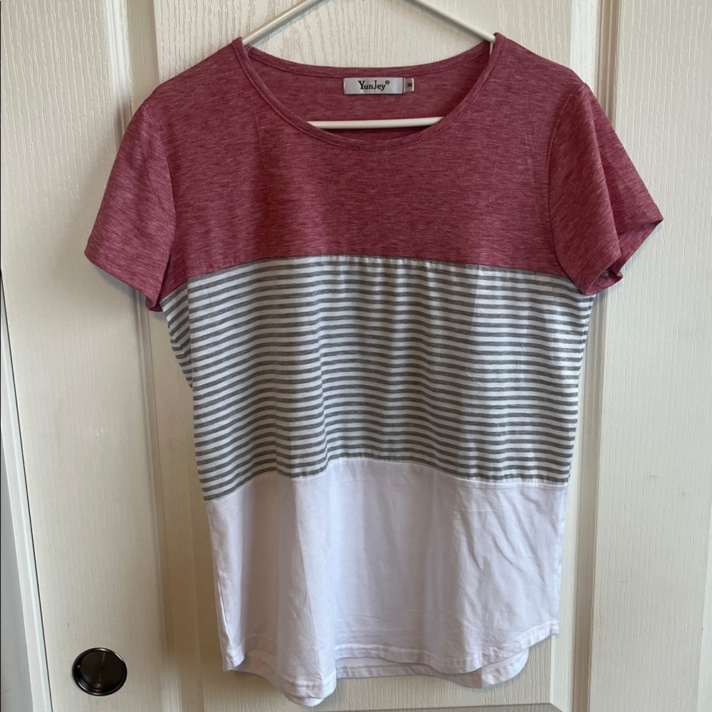 Women's Striped Pink and Gray Top